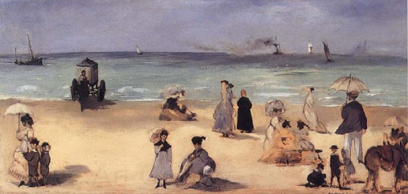 Edouard Manet On the Beach,Boulogne-sur-Mer Norge oil painting art